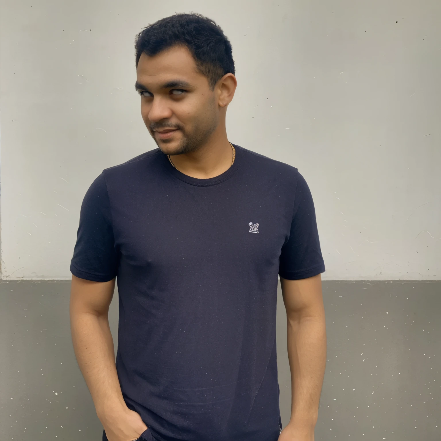 Cria um gordo,na escola,dia, sozinho,em uma cadeira na sala, camiseta branca, short preto,olhos pretos, cabelo preto, rosto redondo, pele branca.