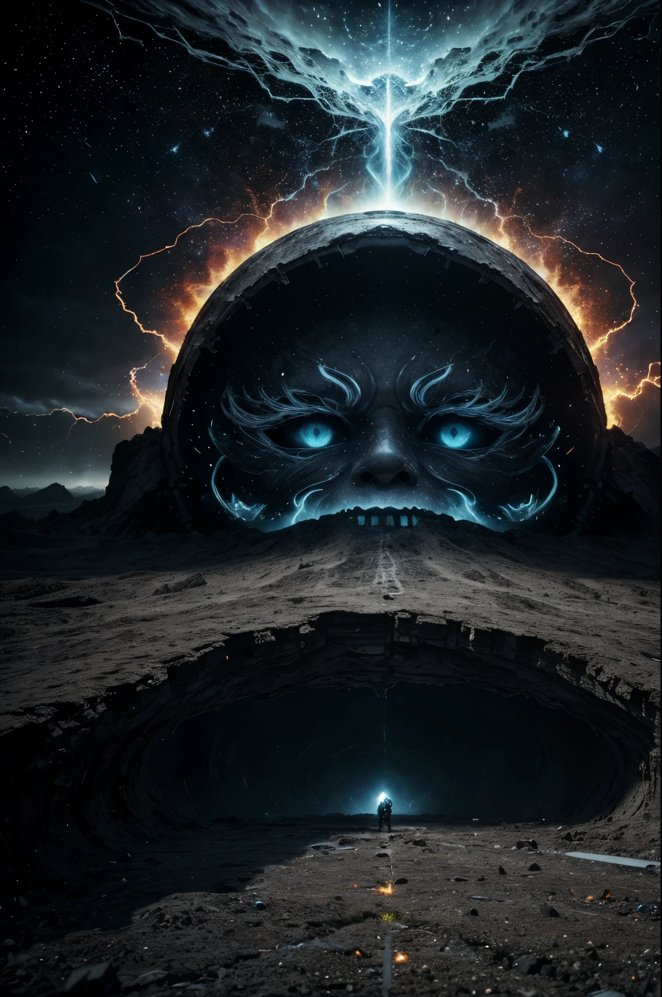 (best quality,4k,8k,highres,masterpiece:1.2),ultra-detailed,(realistic,photorealistic,photo-realistic:1.37),universally collapsing reality,the end times,cosmic catastrophe,destructive chaos,apocalyptic landscape,shattered dimensions,dramatic disintegration,dark and ominous atmosphere,crumbling structures,cracks in the fabric of existence,disappearing horizons,fading colors,intense and overwhelming energy,swirling vortexes of matter and energy,untamed elemental forces at play,distorted and twisted forms,evolving and shifting shapes,otherworldly phenomena,pulsating and throbbing lights,brilliant and vibrant explosions,cosmic storms and celestial fireworks,flickering and fading fragments of reality,fading into the void,endless void of nothingness,unstoppable force of destruction,overwhelming sense of despair and hopelessness,unprecedented cataclysm,unimaginable power unleashed,fear and awe combined,pandemonium and pandora's box,ominous presence looming,devastation at unimaginable scale,unraveling existence,complete annihilation,world teetering on the brink of oblivion,ultimate cosmic entropy,ominous and chilling silence,unforeseen consequences,unknown and terrifying future,uncertain destiny,final moments of existence,darkness consuming all,eternal void beyond, without humans
