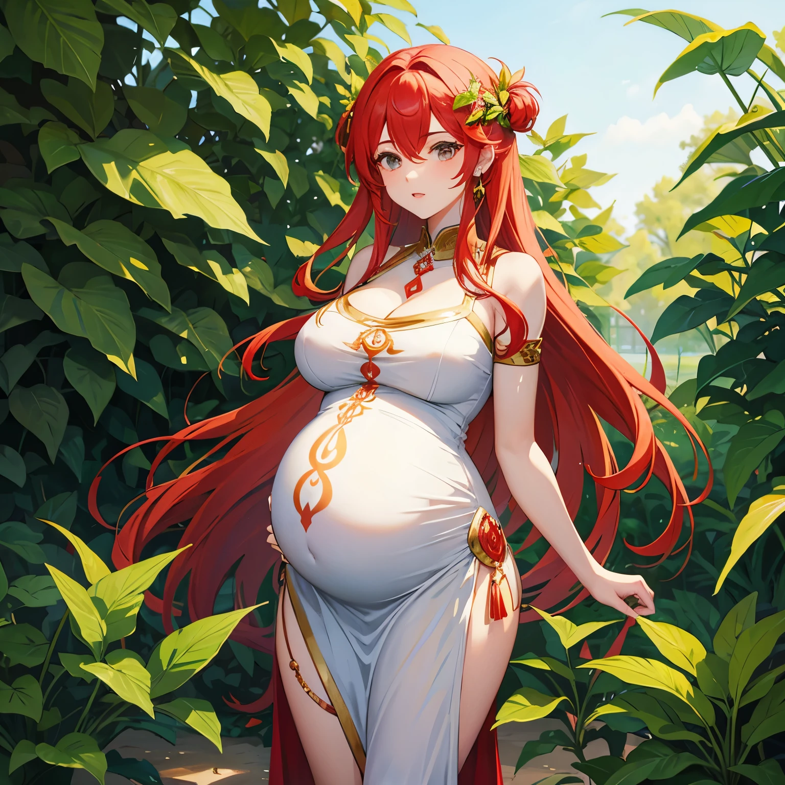Pregnant goddess of plants, red hair
