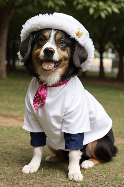 Collie dog with abnormal size hair, pelugem tamanho Gigantescos, pelagem muito longo e cor dos pelos albino, usando roupas jeans, usando roupas da moda, usando vestido fofo de princesa ou vestido fofo de noiva, brincando com seus Brinquedos em um lindo quarto fofo, Dog with an expression of happiness when he sees his owner, Cachorro com boca aberta, posando para uma foto usando roupas fofas, fofo usando vestido fofo de princesa, luxurious hat, ties, Bandanas, vestido, cores fofas, children'dog clothing colors. low angle view, eye level shot (virilha),Just huge morbid thighs, gordinhas, extremamente grossas;,rima de trabalho, melhor qualidade, (Vista frontal), (vista da minhoca'olhos), perspectiva do olho do minhoca, low angle.