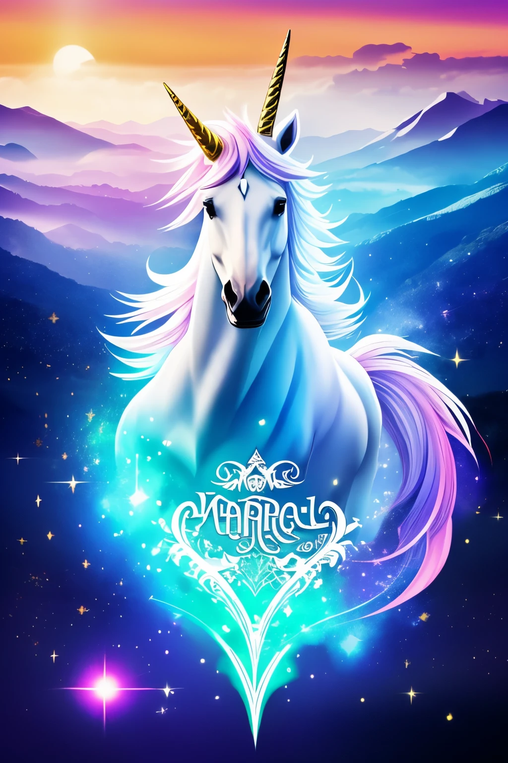 a magical unicorn with stylized text that says Magical AF