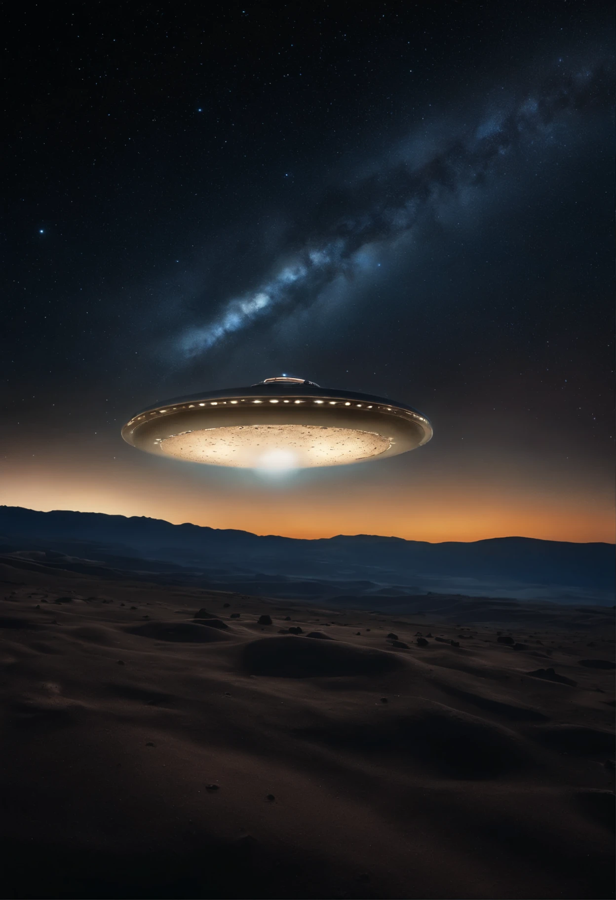 super detailed image of a flying saucer above the (surface with craters) of the Moon BREAK a flying saucer from bottom emits a beam of soft blue light BREAK (((view from surface))), ((planet Earth far in the sky)), (Milky Way in the sky), night sky, stars, space, (Best Quality, 16K, Masterpiece, Ultra HD:1.3, Huge detail, hyper realistic, epic scale, insane level of details)