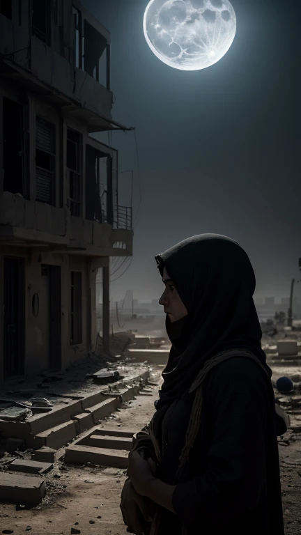 (Quality tags: masterpiece, ultra high res, illustration:1.3), an intricate illustration unveiling the unseen anguish caused by the supply blockade in Gaza, (moonlight revealing the desolation:1.2), detailed portrayal of the emptiness in the cityscape, (overcast sky reflecting the collective despair:1.1), an oppressive atmosphere lingering in the wake of deprivation, (intricate details conveying the realism of the scene:1.4), a palette of contrasting emotions, (subtle play of light and shadow capturing the depth:1.2), an illustrative narrative of the silent struggles faced by the people of Gaza, (dynamic composition portraying the desolate surroundings:1.2), a visual story revealing the unseen hardships endured in the face of the blockade.