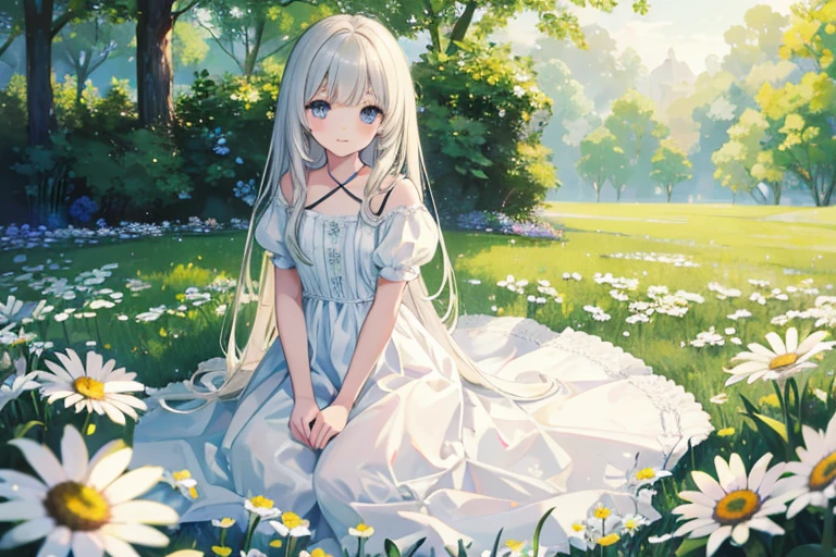 English Daisy: A symbol of innocence and purity, blooming in a verdant meadow,
(masterpiece:1.21), (best quality:1.331), (ultra-detailed), (extremely best illustration), (amazing), (hyper quality),
Gorgeous and rich graphics, (extremely delicate and beautiful:1.21), 8k, wallpaper, (beautiful lighting), natural light,
delicate composition, (perfect composition), (beautiful and detailed background:1.21), Monet style light reflection,
pastel colors, (depth of field), soft shadows,
wide-angle