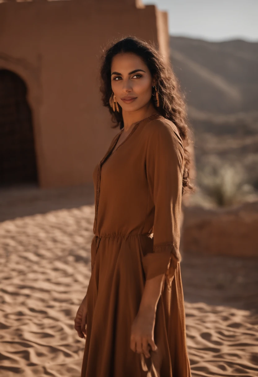 A beautiful young girl in the middle of a desert