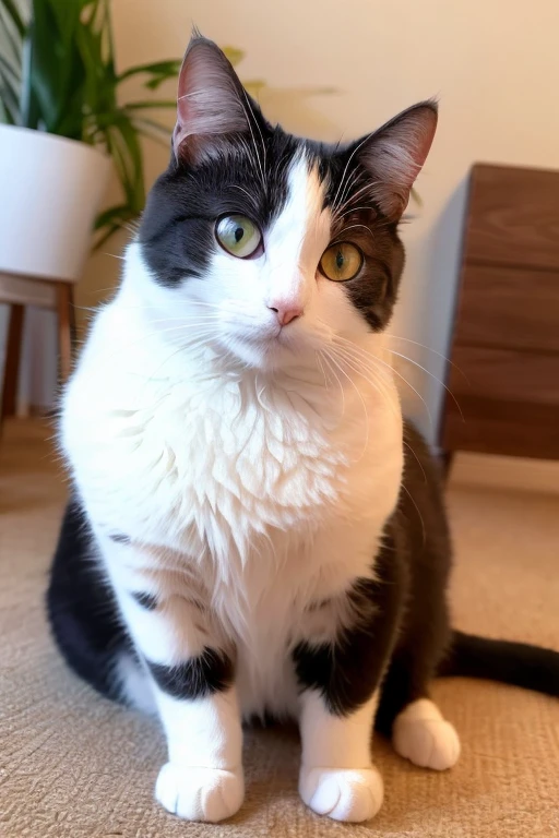 Incomparable masterpiece, perfect artwork, (bicolor cat), sitting calmly, orange and white fur, expressive golden eyes, three-quarter view, (extremely detailed), best quality, ultra high resolution, (photorealistic:1.4), raw image, solo presentation, (realism:1.4), flat black background, showcasing the cat's unique color pattern and distinct features.