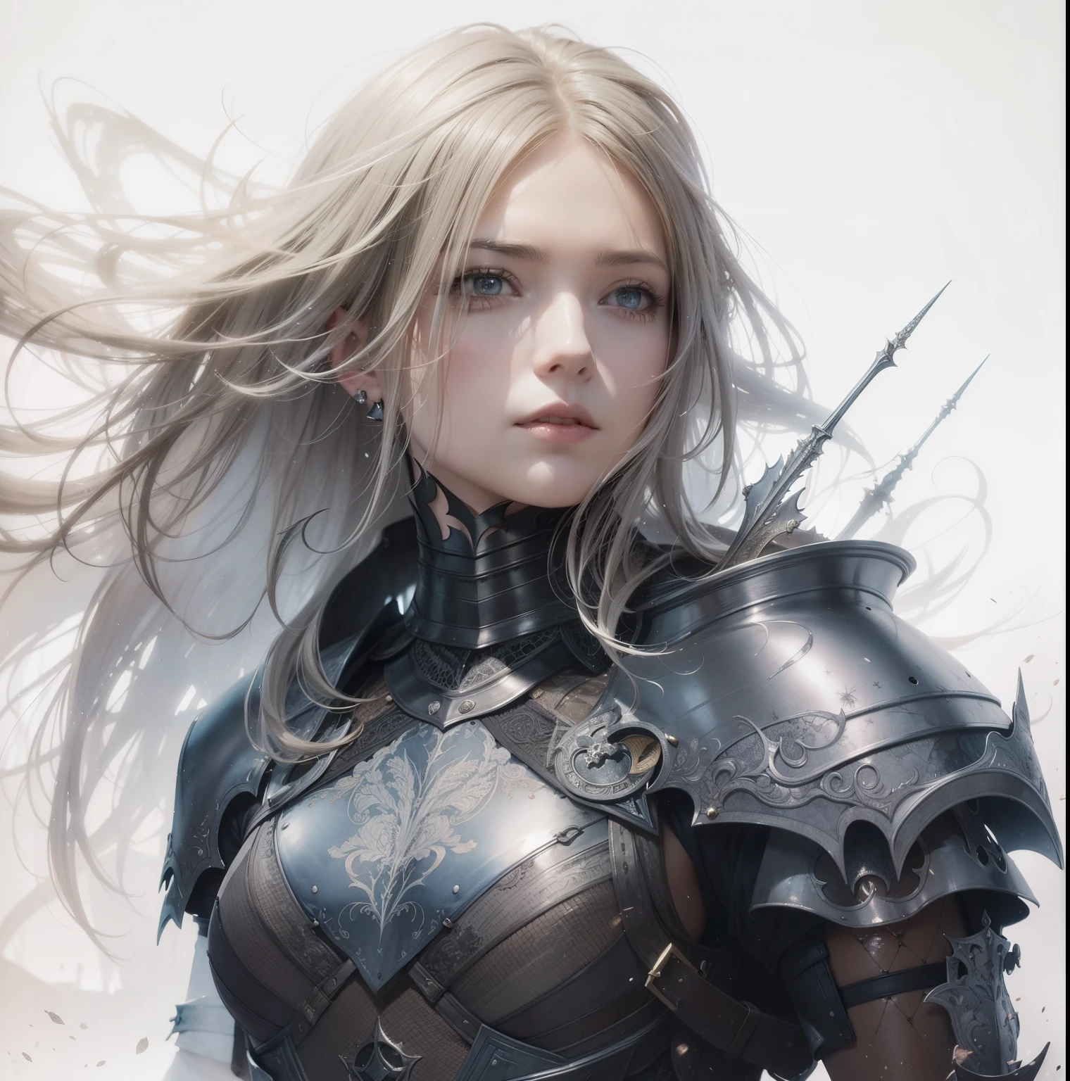 (((by Jean-Baptiste Monge style:1.0))) beautiful astonish masterpiece knight girl, Watercolor, sharp focus, studio photo, intricate details, highly detailed, dark ominous
