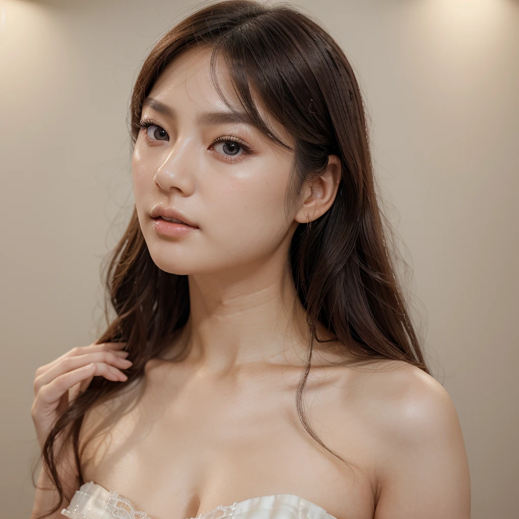 ((Highest quality)), ((8k)), ((masterpiece: 1.3)), (Perfect appearance), (Photorealism: 1.6), (JMA), (TI), (Genuine:1.4), 1 Mature Woman, Perfect Anatomy, close up portrait of face, 70 years old, Medium Long Hair, Small, (Pitch black background:1.2),