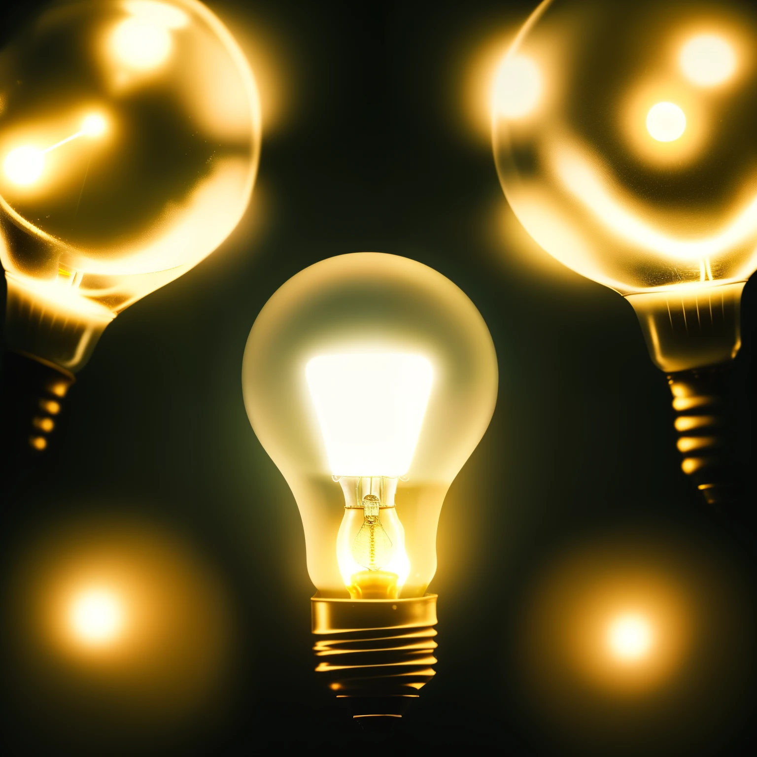 A lightbulb lit up very bright in a dark room