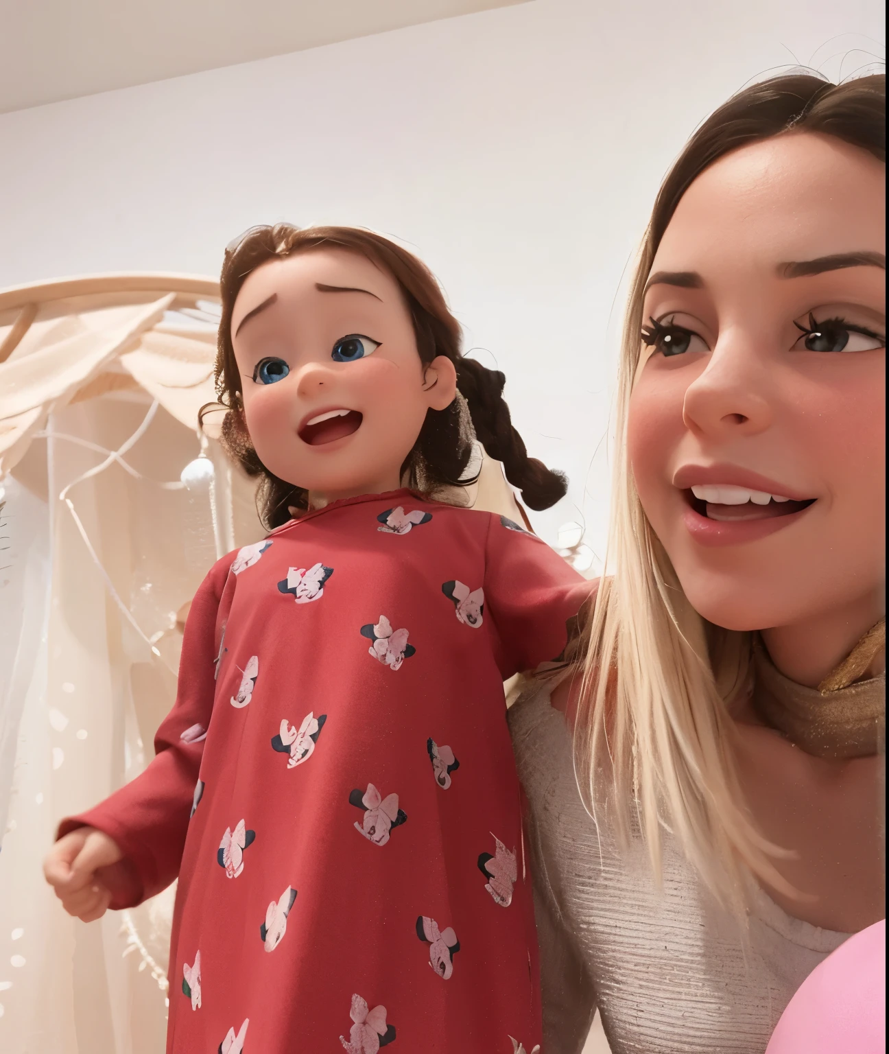 Mother and daughter in disney pixar style, alta qualidade