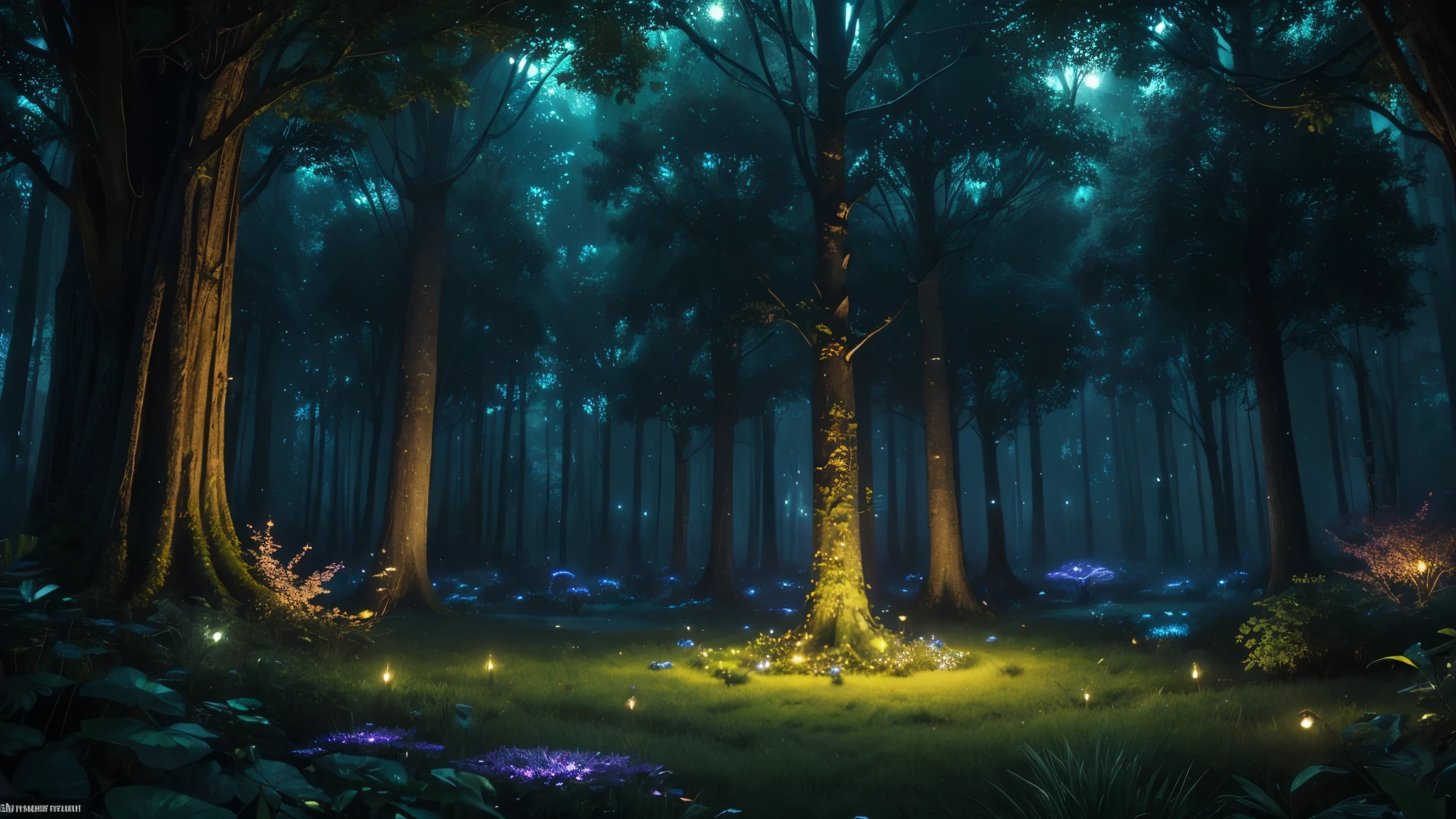 (best quality,ultra-detailed,realistic:1.37),magical, ethereal, night, vibrant plants, mystical atmosphere, glowing plants, fireflies, enchanting atmosphere, dark backgrounds, forest at night, tree of life