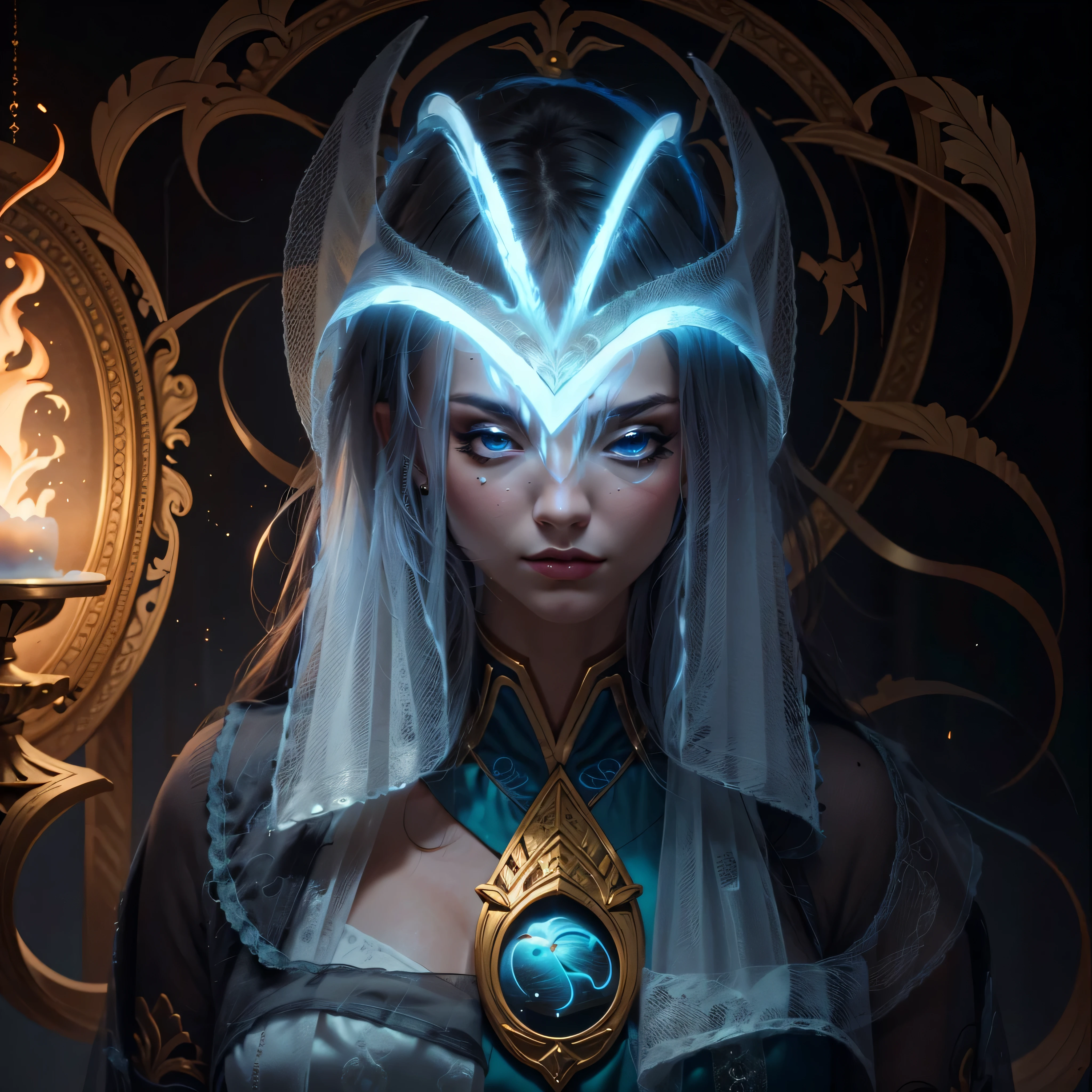 (8k, Foto RAW, melhor qualidade, senhor:1.2), (Realistic, photo-Realistic:1.37) uma imagem dos desenhos animados de uma mulher com cabelo longo e um vestido azul, feiticeira, Obra-prima Deusa da Tristeza, Nos, sacerdotisa, godess do mal, high sacerdotisa, jellyfish sacerdotisa, mystical atlantean valkyrie, portrait knights of zodiac girl, knights of zodiac girl, feiticeira, Vincent di Fate Nausicaa, SEIOS FARTOS, SEIOS GRANDE, PEITO GRANDE, SEIOS QUENTES, ((BLUE SKIN))