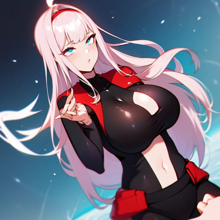 1fille,Un_doigt_selfie_challenge,couvre-main boob,couvre-main zero two