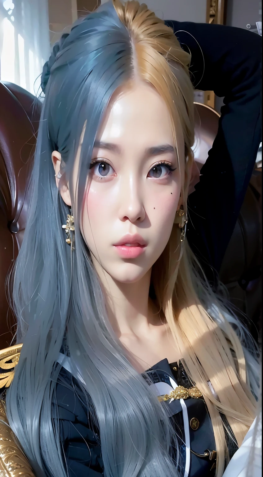 un primer plano de una mujer con cabello largo y rubio y ojos azules, retrato de jossi de blackpink, obra de arte al estilo de guweiz, in bowater art style, guweiz, hasta el modelo | germen de arte, [ arte digital 4k ]!!, guweiz en pixiv artstation, guweiz en artstation pixiv