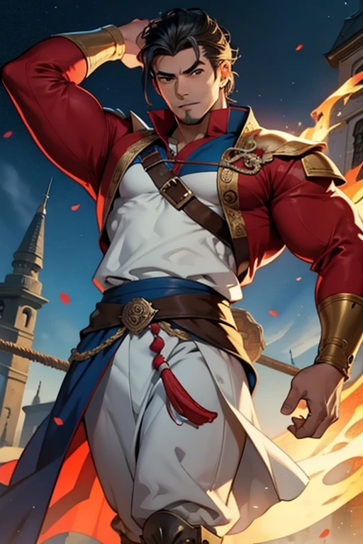 hispanic guy whos a wizard and hes muscular in mediveal times