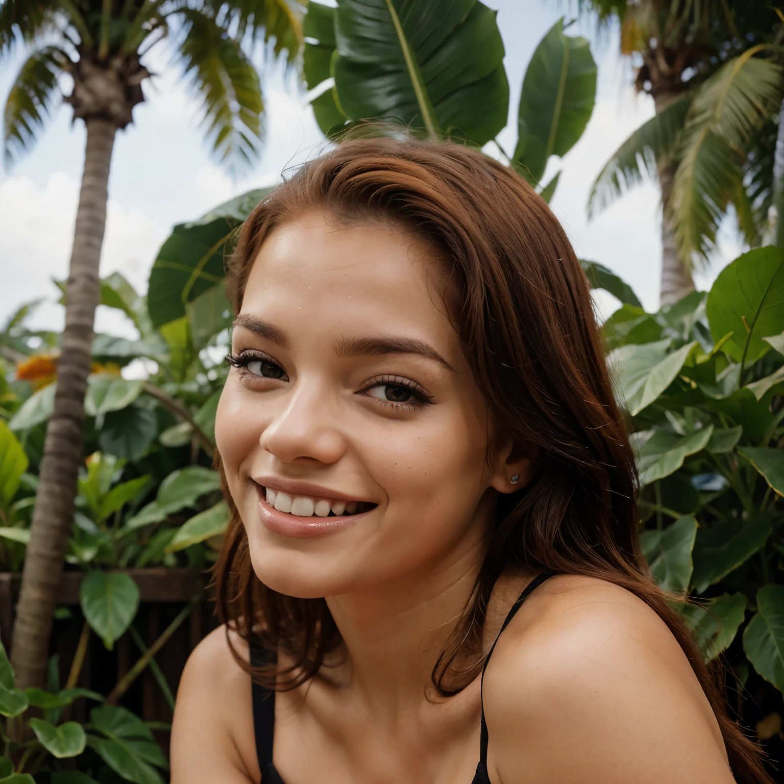 Mulher ruiva de pele branca sorrindo