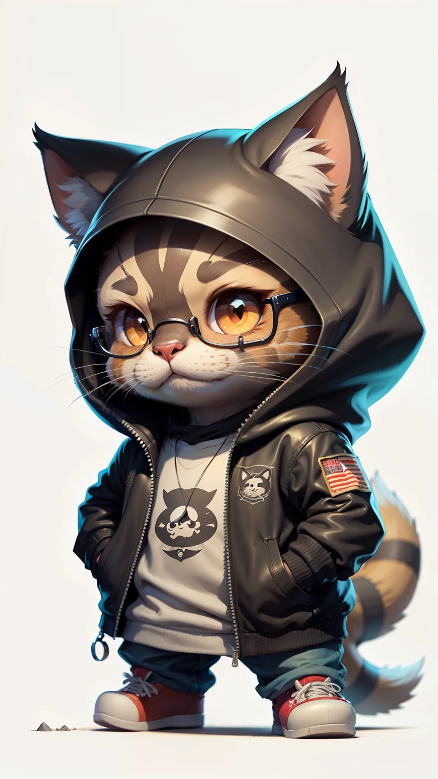 c4tt4stic, Gato preto dos desenhos animados na jaqueta e no skate, sun glasses,