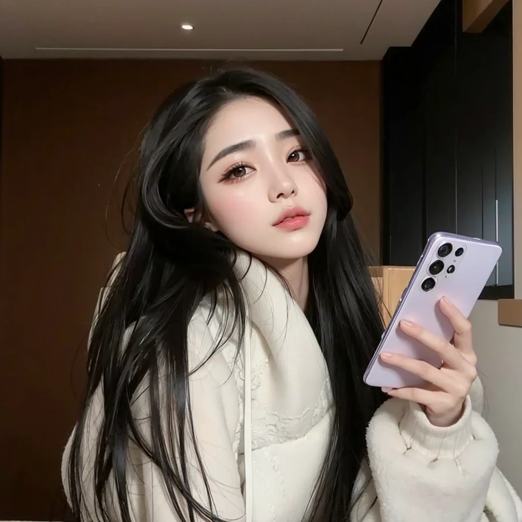 Arafed woman with long black hair holding a cell phone., beautiful south mujer coreana, gorgeous young mujer coreana, ulzzang, muchacha coreana, con cabello largo, beautiful young mujer coreana, heonhwa choe, joven y adorable rostro coreano, Jinyoung Shin, pale korean adorable face, jennie rosa negro, dilraba dilmurat, mujer coreana, 8k selfie photography
