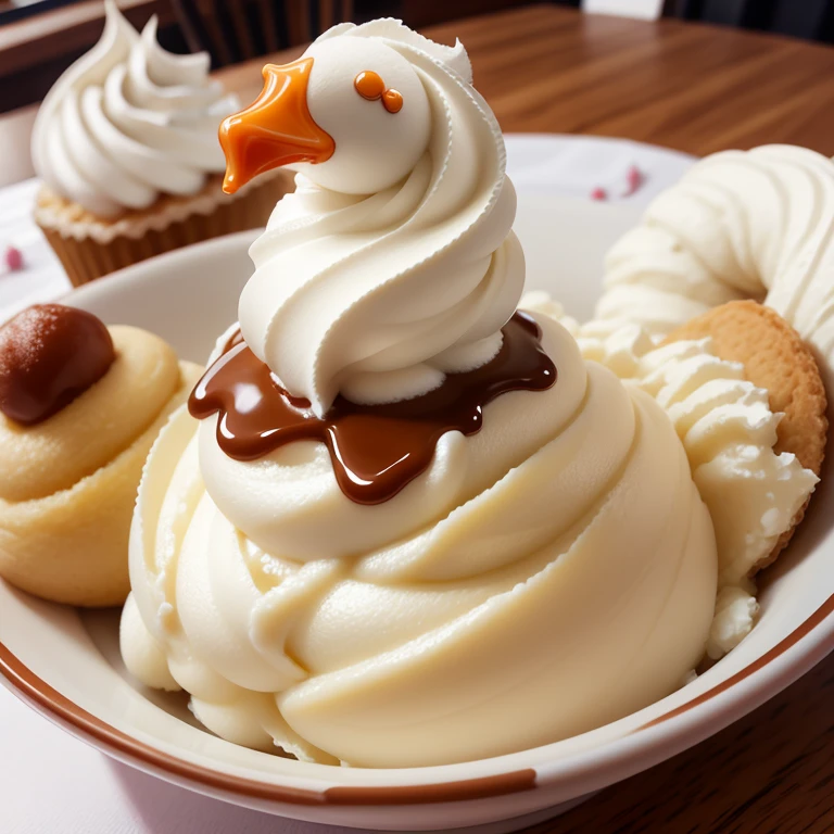 Soft cream style swan body、whole、highest quality、sweets、sweets