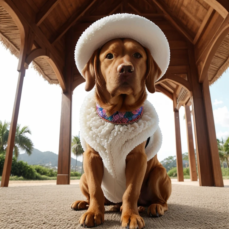 Vizsla dog with abnormal size hair, pelugem tamanho Gigantescos, pelagem muito longo  e cor dos pelos albino, veste casaco, veste jaqueta de couro
 preta brilhoso, usando roupas da moda, usando vestido fofo de princesa ou vestido fofo de noiva, brincando com seus Brinquedos em um lindo quarto fofo,  Dog with an expression of happiness when he sees his owner, Cachorro com boca aberta, posando para uma foto usando roupas fofas,   fofo usando vestido fofo de princesa, luxurious hat, ties, Bandanas, vestido, cores fofas, children&#39;dog clothing colors. low angle view, eye level shot (virilha),Just huge morbid thighs, gordinhas, extremamente grossas;,rima de trabalho, melhor qualidade, (Vista frontal), (vista da minhoca&#39;olhos), perspectiva do olho do minhoca, low angle.