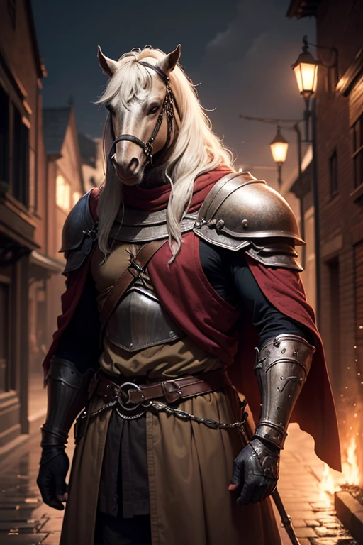 male　monster　dullahahn　knight holding head in hand　headless warhorse　medieval night riverbank　Human soul