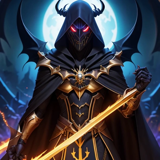a demonic spider with glowing eyes and a long black cape, with olhos vermelhos brilhantes, evil looking, o ceifador como um assustador, evil villain grin, sorriso maligno e olhos brilhantes, evil villain, com olhos vermelhos brilhantes, dark supervillain, olhos vermelhos brilhantes, Ainz Ooal vestido, omen from valorant, olhar sinistro, ceifador de overwatch