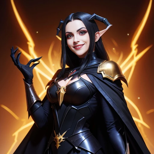 a demonic spider with glowing eyes and a long black cape, with olhos vermelhos brilhantes, evil looking, o ceifador como um assustador, evil villain grin, sorriso maligno e olhos brilhantes, evil villain, com olhos vermelhos brilhantes, dark supervillain, olhos vermelhos brilhantes, Ainz Ooal vestido, omen from valorant, olhar sinistro, ceifador de overwatch
