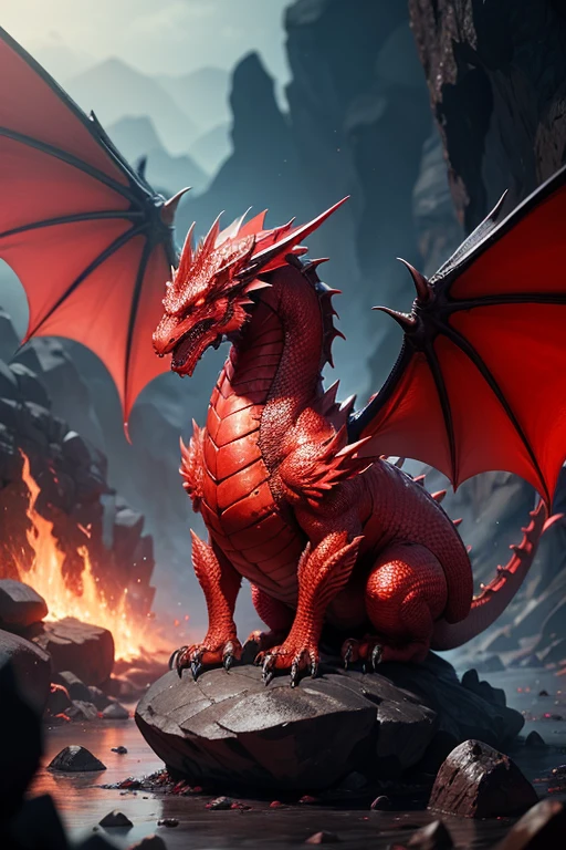monster　red dragon　Big Dragon Wings　lava