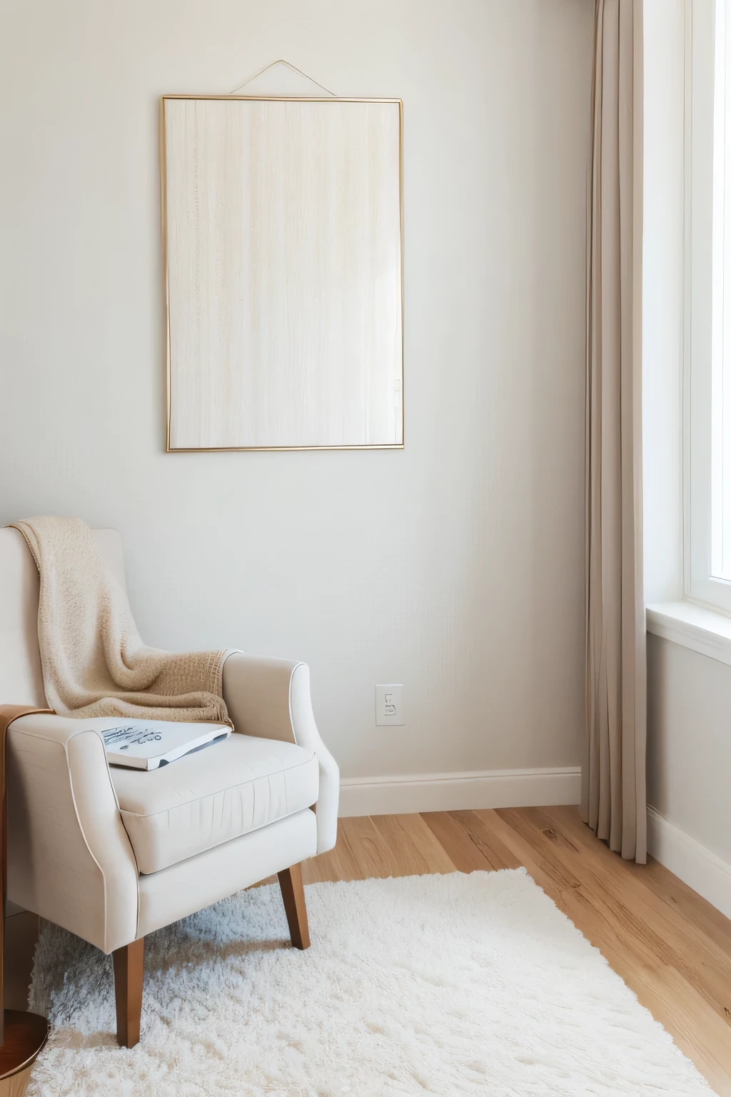 blank picture frame on cozy room