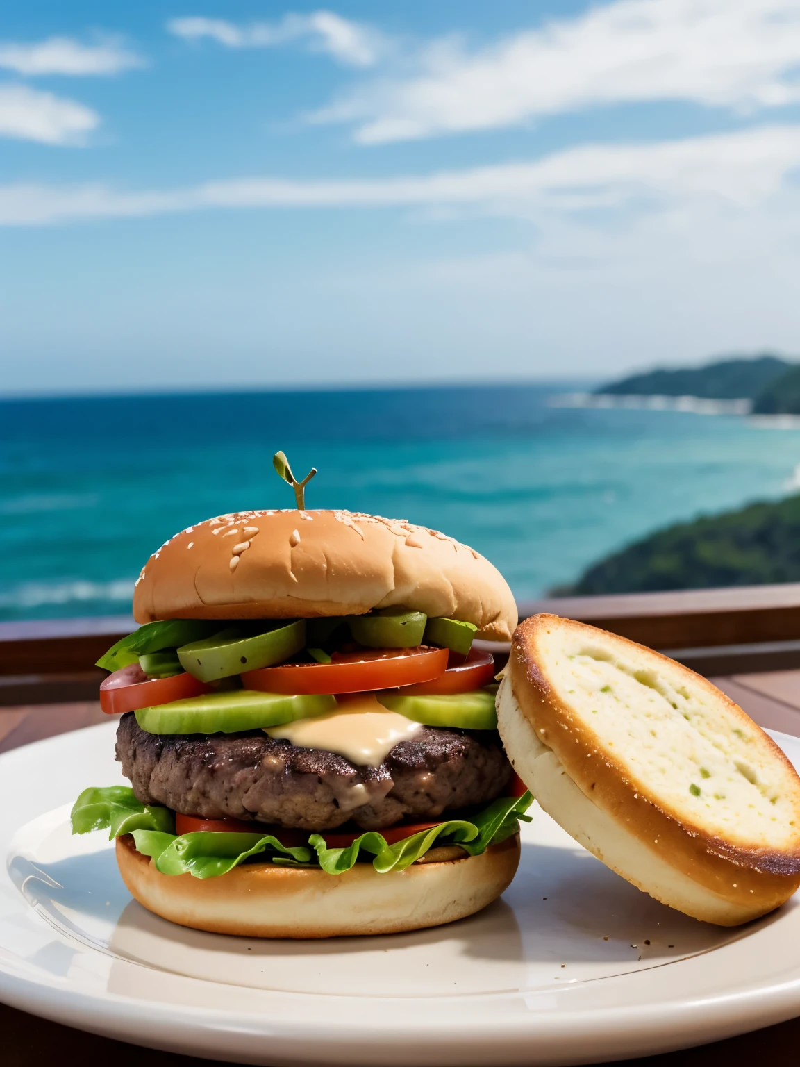 imagine a burger with tomato, alface e queijo, professional camera photo style, tamanho da foto 9x16