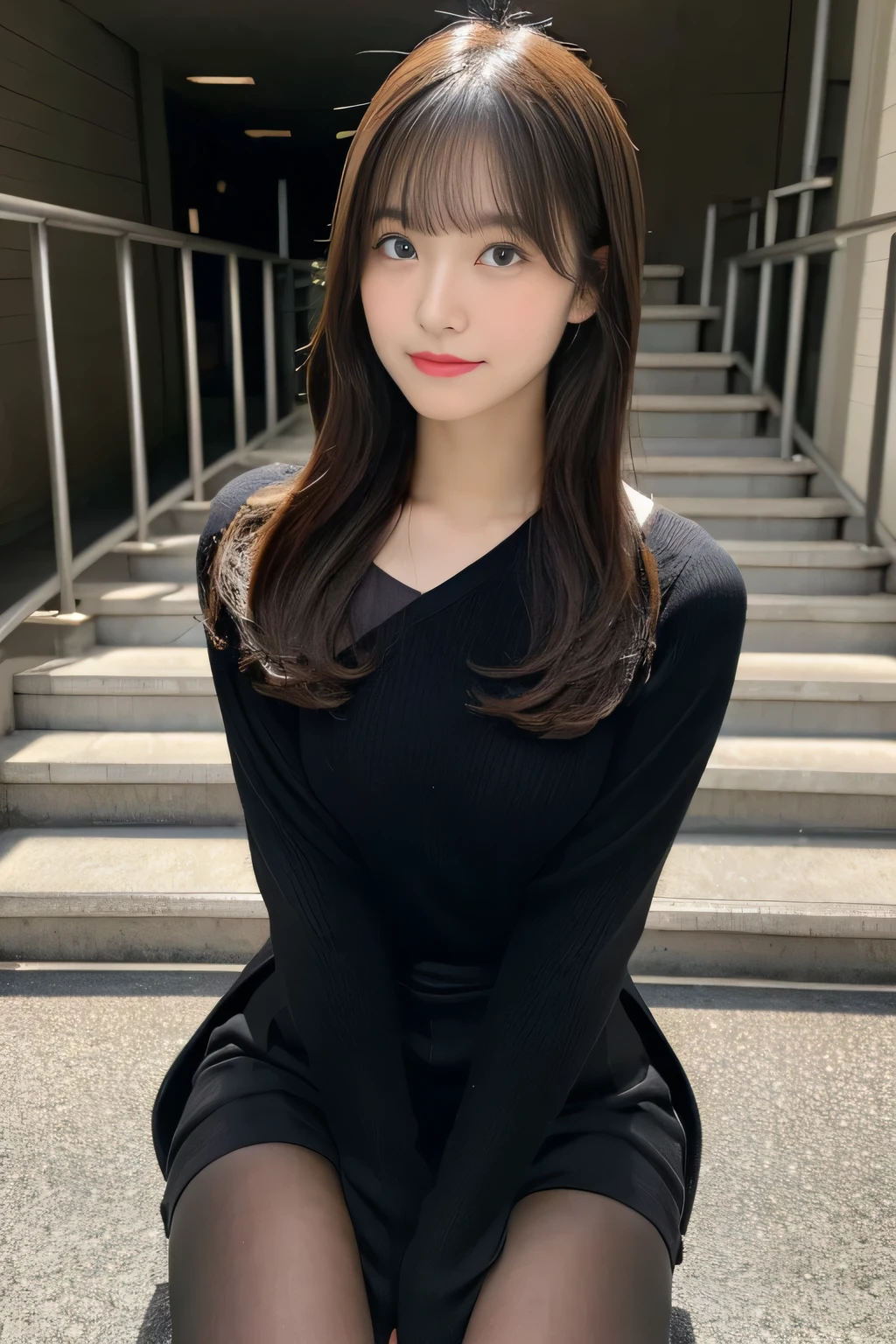 (((32ｋ,high details,high detail、masterpiece,attention to detail,Full body Esbian,alone))),RAW photo & realistic atmosphere,beautiful濃い青色の目,detailed mouth,glossy lips,thin eyebrows,detailed eyes、Soft white skin that shines in every detail、deep blue eyes,とてもbeautiful目,detailed lips、とてもbeautiful顔,very well-shaped face、lifelike face,艶やかなbeautiful唇, Realistic young gravure idol, とてもbeautiful女子高生, ,適度にbeautiful, Young sensual gravure idol, young gravure idol, beautiful, cute and sexy１5 year old high school girl,the whole body is wet,dripped down,face is flushed,とってもbeautiful１a five years girl,shortcut,brown shiny hair,hair is wet,dripping水,dripping,（black pantyhose,beautiful fece,look at the camera：1.4）,（Cross your legs in black pantyhose,darkness,very dark,Pitch-black staircase without street lights,Illuminate the subject with a flashlight,Spotlight：1.7）,（sexy,a little chubby,high detailハイビジョンハイビジョン日本ハイビジョンブラックハイビジョンハイビジョンブラック女子高生ユニフォーム,well-shaped chest,,mature body, I feel anxious and want to cry,Moist eyes,cold smile,It was glaring,It was glaring顔も綺麗です：1.5）,（The chest of the uniform is open,Sit on the stairs with your legs open in an M shape,roll back：1.7）