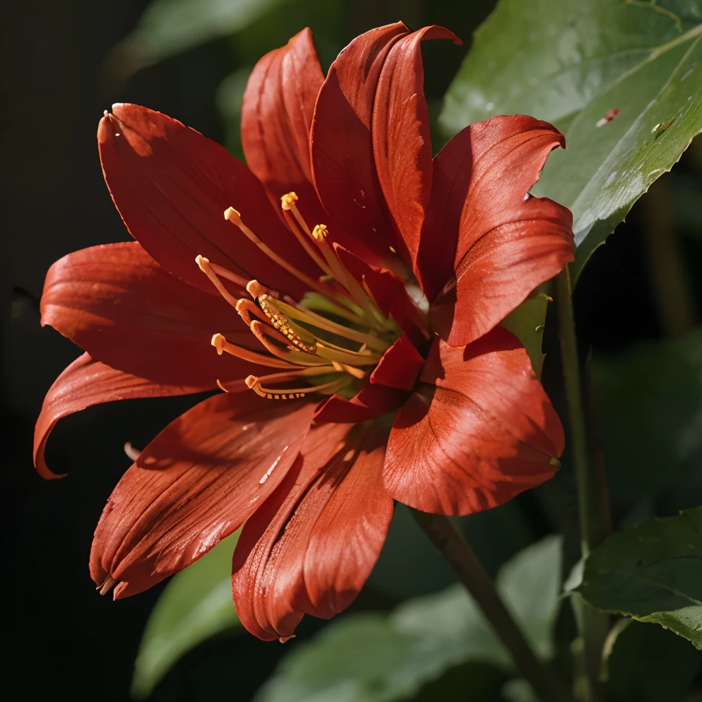 Red flower , spider lilly.