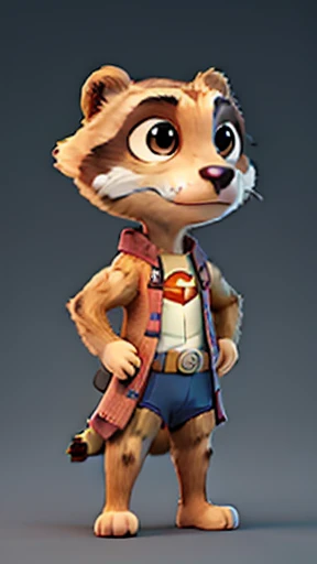 a meerkat wears a superman costume, superhero, pixar style, white blackground