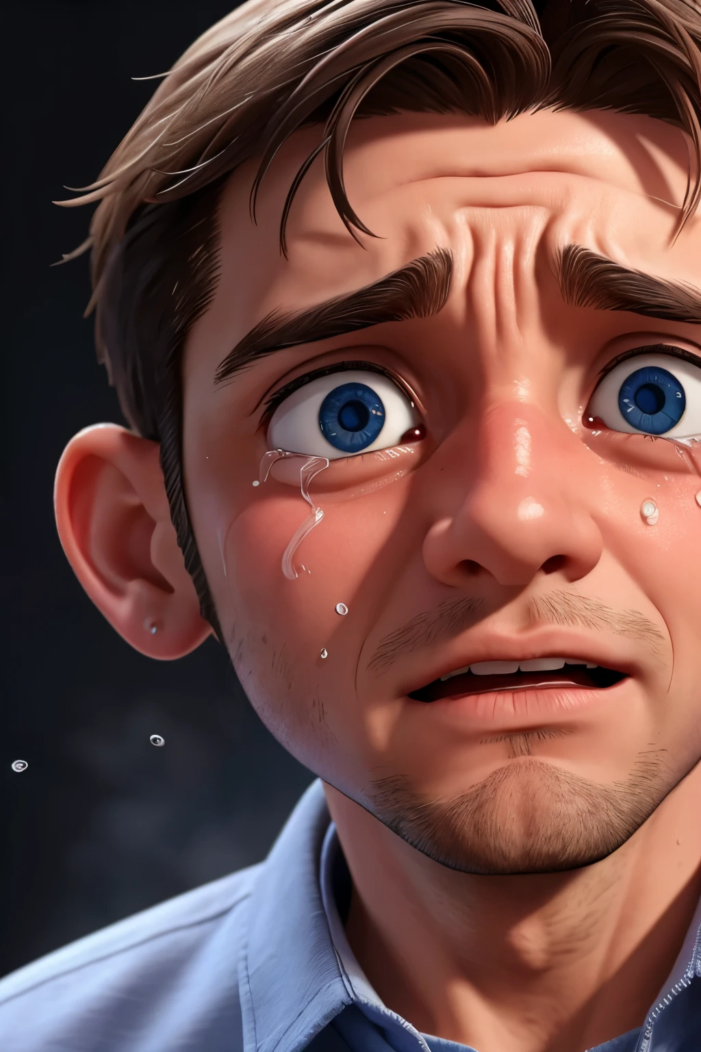 adult man crying like a child, olhos grandes, crying tears falling spoiled 4k ultra realistic