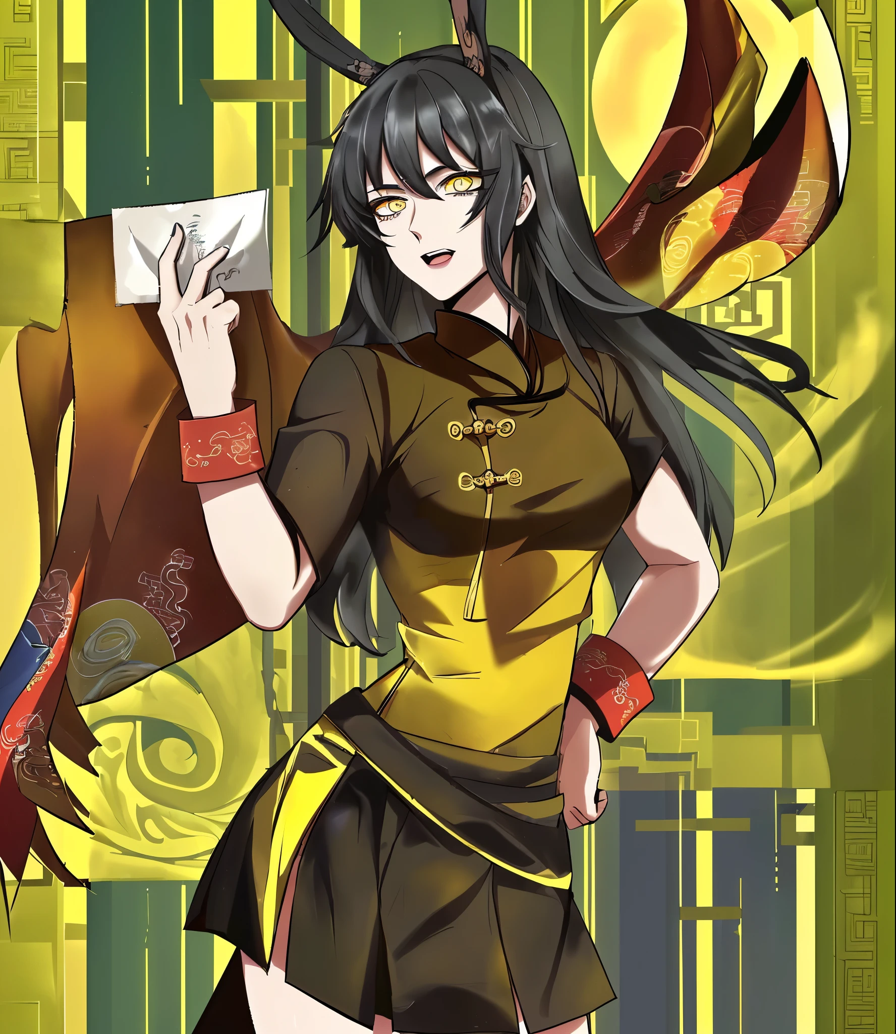 ((Daoist robe)),black hair,yellow eyes,(high quality eyes),,masterpiece, best quality, high quality