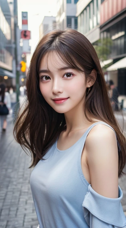 (highest quality,8K quality,masterpiece:1.3,),(Super high resolution:1.3,Photoreal:1.4,Raw photo:1.2),(super detailed:1.2,shiny skin,fine skin:1.1),(detailed face,perfect anatomy,caustics),1 girl,cute,Japanese,22 years old,japanese id,natural brown hair,shoulder length hair,cute目,natural makeup,one piece,lightly dressed,laughter,look at the camera,up on the face,face focus,street corner,professional writing,natural soft light,front
