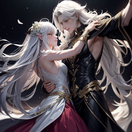 A young demon, 23 years old, with a mesmerizing blend of ethereal beauty and devilish allure. This masterpiece of art, captured in the highest quality resolution, portrays a single figure with ivory-white hair cascading down their shoulders, contrasting beautifully against their piercing purple eyes that emit a mysterious glow. The demon stands in a pose that exudes confidence, adorned in a stylish crop top and a flowing skirt that dances with the slightest movement. Their lips are gently parted, revealing a hint of a mischievous smile, while a delicate blush adds a touch of innocence to their otherworldly features. The scene is set under the moonlit night, where vibrant flowers bloom under the enchanting rays of the sun, casting a soft, eth