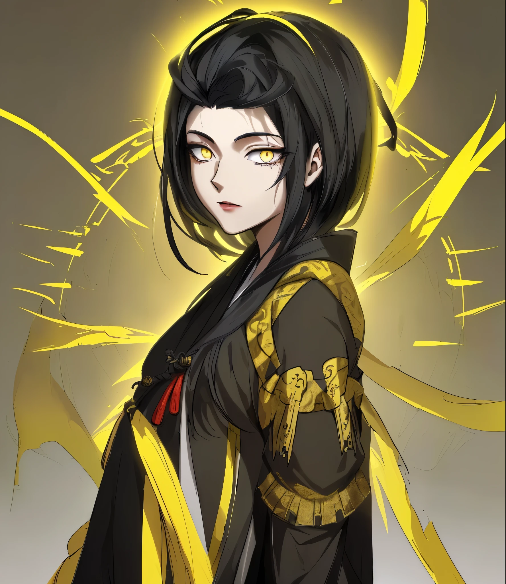 ((Daoist robe)),black hair,yellow eyes,(high quality eyes),,masterpiece, best quality, high quality
