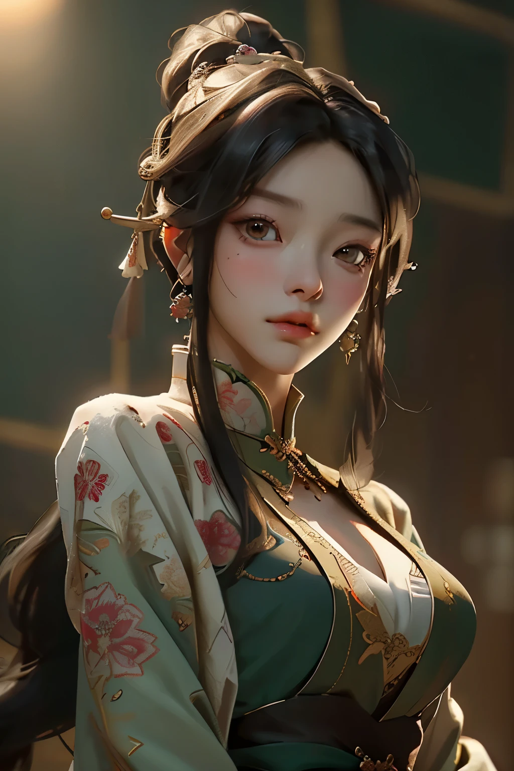 (RAW photo, best quality), (realistic, photo-realistic:1.3),best quality,highly detailed,masterpiece,ultra-detailed,illustration,1girl,upper_body,dynamic angle,world masterpiece theater,messy_long_hair,best quality,extremely detailed CG unity 8k wallpaper,ink,Amazing,cinematic lighting,lens_flare, dunhuang_style
An immensely talented artist, known for their exceptional attention to detail and mastery of their craft, meticulously brings to life an extraordinary illustration. In this captivating artwork, we witness the enigmatic Asseylum, a renowned artist in their own right, skillfully crafting a sensual yet empowering scene. The cartoon girl, exuding an