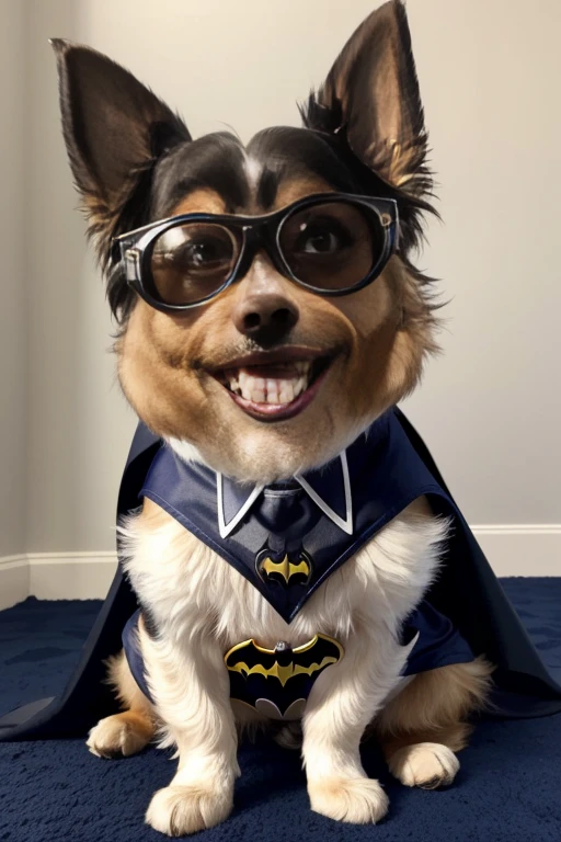 Collie or Border Collie dog with abnormal coat, tamanho gigantesco, cor da pelagem muito longa e albina, he's got his tongue out, expression of great happiness upon seeing the owner, ((( Uniforme de Batman, wears only Marvel or DC superhero uniforms))), ((He wears 3D cinema glasses on his eyes)),l, on the right side there is a plastic bowl with many bone-shaped cookies inside., ao seu lado esquerdo uma bola colorida, brincando com seus Brinquedos em um lindo quarto fofo, Dog with an expression of happiness when he sees his owner, Cachorro com boca aberta, breed dog , German Dwarf Spitz, Lulu of Pomerania, Maltese ,Yorkshire Terrier, lindo Maltese posando para uma foto usando roupas fofas, fofo usando vestido fofo de princesa, luxurious hat, ties, Bandanas, vestido, cores fofas, children'dog clothing colors. low angle view, eye level shot (virilha),Just huge morbid thighs, gordinhas, extremamente grossas;,rima de trabalho, melhor qualidade, (Vista frontal), (vista da minhoca'olhos), perspectiva do olho do minhoca, low angle.