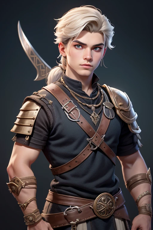 Joven, vikingo, cultura vikinga, con arcos en las manos, adiestramiento, Estilo Juego de Tronos, medieval, Pelo corto con flequillo, machista, male, (((joven))).