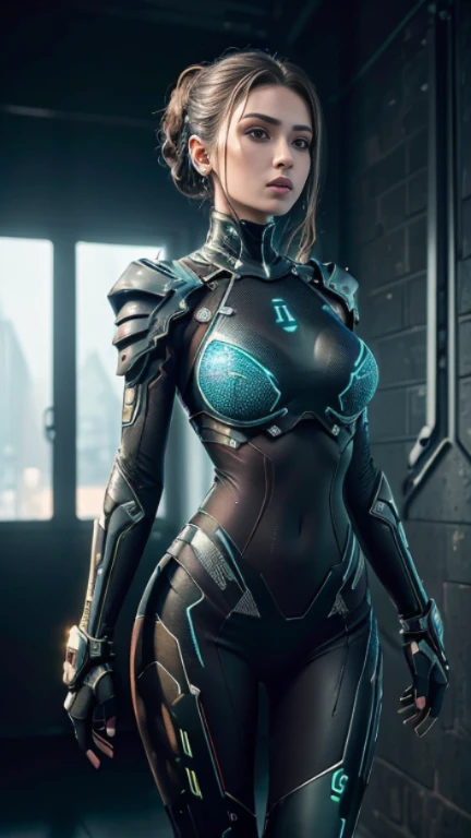((melhor qualidade)), ((obra de arte)), (detalhado:1.4), 3D, uma imagem de uma linda mulher cyberpunk com armadura toda preta,HDR (High-range dynamics),rastreamento de raio,NVIDIA RTX,Super-resolution,Irreal 5,underground dispersal,PBR texturing,post-processing,Anisotropic filtering,Profundidade de campo,Maximum clarity and sharpness,Texturas multicamadas,Albedo e mapas especulares,Surface shading,Accurate simulation of light-material interaction,perfect proportions,Octane rendering,two tone lighting,grande abertura,ISO baixo,White balance,Rule of Thirds,8K CRU