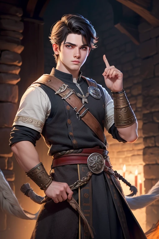 Joven, vikingo, cultura vikinga, con arcos en las manos, adiestramiento, Estilo Juego de Tronos, medieval, Pelo corto con flequillo, machista, male, (((joven))).