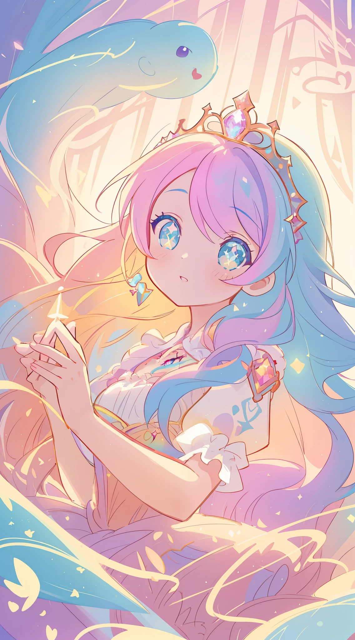 beautiful girl, puffy tiered princess ballgown, vibrant pastel colors, (colorful), magical lights, long flowing golden hair, inspired by Glen Keane, inspired by Lois van Baarle, disney art style, by Lois van Baarle, glowing aura around her, by Glen Keane, jen bartel, glowing lights! digital painting, beautiful digital illustration, fantasia background, whimsical, magical, fantasy, beautiful face, ((masterpiece, best quality)), intricate details, highly detailed, sharp focus, 8k resolution, sparkling detailed eyes