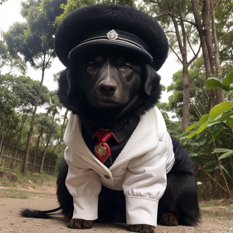 Romanian Raven Shepherd dog with abnormal sized hair, pelugem tamanho Gigantescos, pelagem muito longo e cor dos pelos albino, (((veste jaqueta de couro
preta brilhoso, black sergeant hat))), brincando com seus Brinquedos em um lindo quarto fofo, Dog with an expression of happiness when he sees his owner, Cachorro com boca aberta, posando para uma foto usando roupas fofas, fofo usando vestido fofo de princesa, luxurious hat, ties, Bandanas, vestido, cores fofas, children'dog clothing colors. low angle view, eye level shot (virilha),Just huge morbid thighs, gordinhas, extremamente grossas;,rima de trabalho, melhor qualidade, (Vista frontal), (vista da minhoca'olhos), perspectiva do olho do minhoca, low angle.