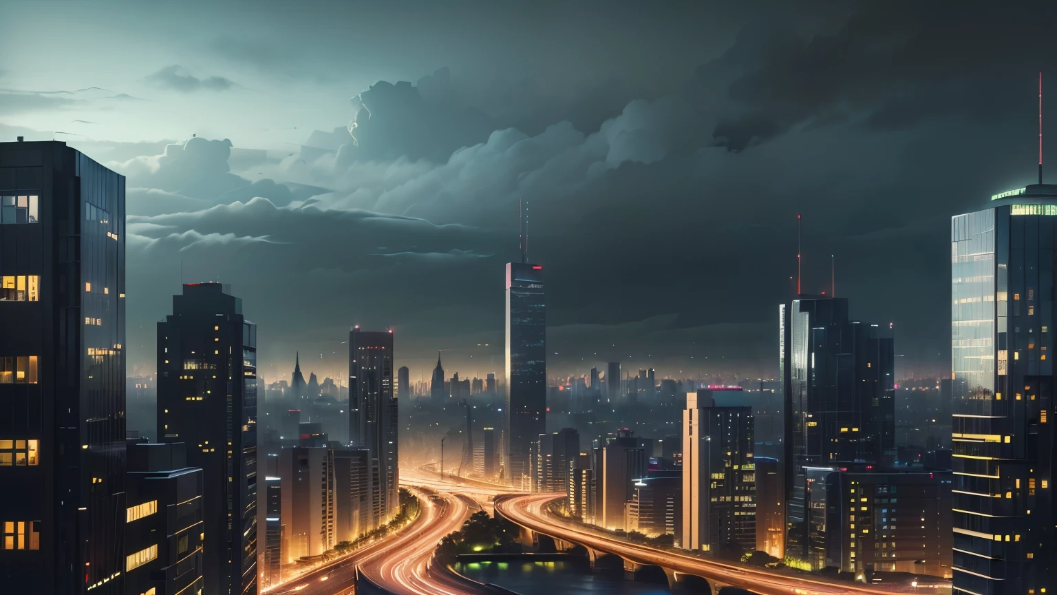 (Masterpiece,Top quality,Highest resolution,Best quality),Game art,
(The modern big city at night,Greening the city,A clear main road,A complex of buildings rich in detail),(Dense buildings and a large number of urban objects full of detail:1.5),Cloudy day,((Dark atmosphere)),
The sky is raining,Night,(Aerial photograph),8K
