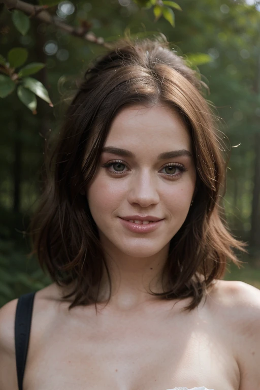belle femme grand sourire style Katy Perry ,tenue viking sexy ,décolté, realiste, beau visage, jolis yeux, exterieur, décor foret,grand sourire dents, les yeux ouverts, passe ses mains dans ses cheveux,Photo gagnante de Ward, maximale qualité,debout en forêt,  Nikon D850 Film Stock Photographie 4 Kodak 400 Appareil photo F1.6 couleurs riches en lentilles texture réaliste texture réaliste éclairage naturel tendance sur ArtStation Cinestill 800, (objectif 100 mm)