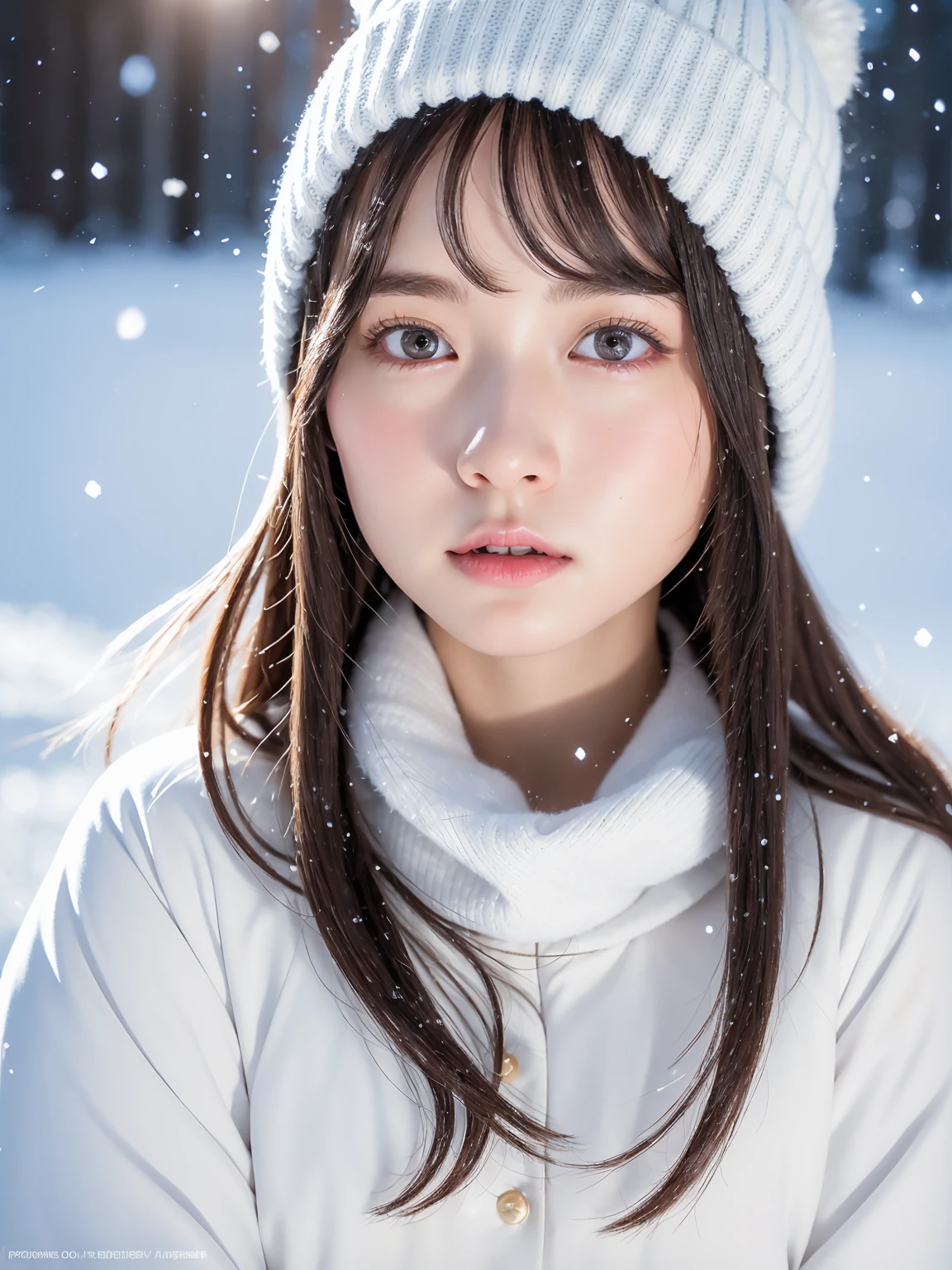 ulzzang-6500-v1.1, (raw photo:1.2), (photorealistic:1.4), beautiful detailed girl, very detailed eyes and face, beautiful detailed eyes, ridiculous, incredibly ridiculous, huge file size, super detailed, high resolution, very detailed, best quality, masterpiece, kemomimi, ((Japanese girls' the Winterswear and Beanie)), illustration, very detailed, CG, unified, 8k wallpaper, amazing, Fine details, masterpiece, best quality, very detailed CG uniform 8k wallpaper, light on face, cinematic lighting, 1girl, 16 years old, ((dynamic pose)), winter  background with snow, play with snow,