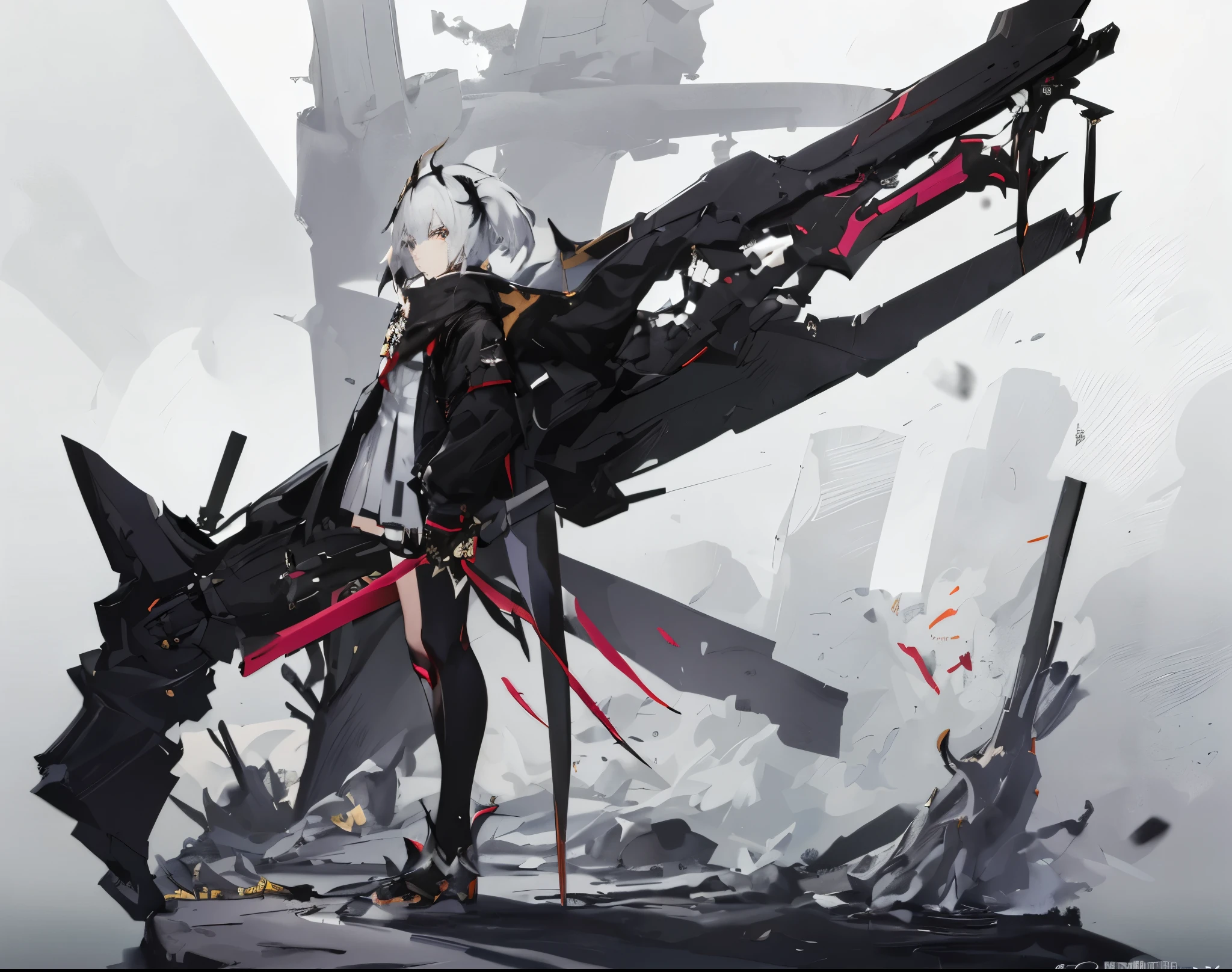 anime character with sword and armor standing in front of a white background, arknightsから, badass anime 8 K, Best Anime 4K Kona Chan Wallpaper, zerochan art, by Yan J, Gwyze on pixiv art station, guweiz on artstation pixiv, arknights, by Shitao, Trending on ArtStation pixiv