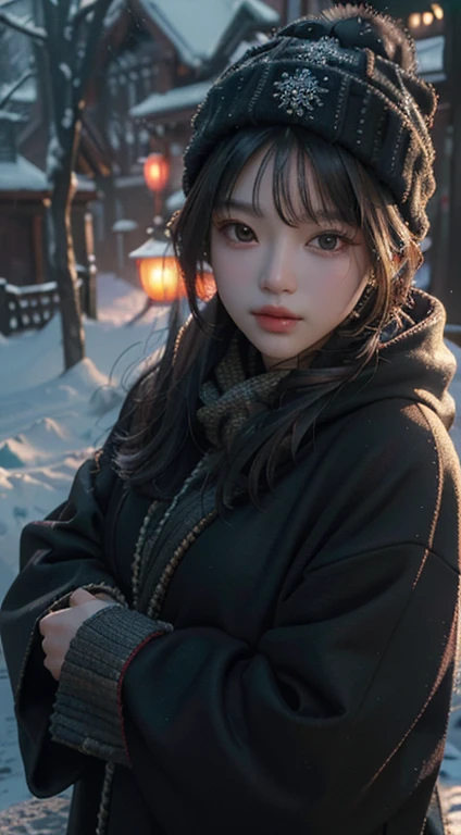 highest quality, (RAW photo: 1.2), (masterpiece: 1.4), (realistic: 1.4), (High resolution: 1.4), Chinese actress Guri Naza, Depth of bounds written, intricate details, 8K, very detailed, perfect lighting, epic background, winter clothing